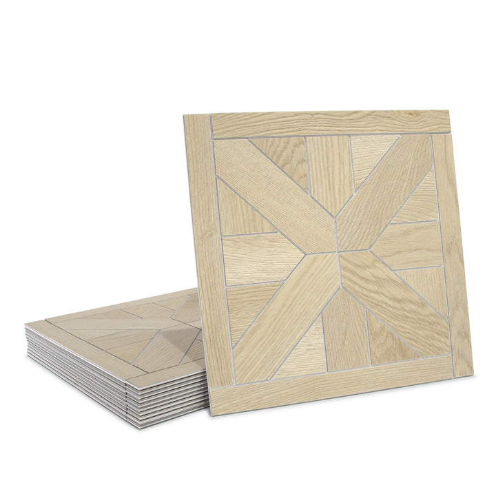 SUNWINGS Pinwheel Natural Oak 12-in x 12-in Matte Composite Wood look Peel and stick Mosaic Floor and Wall Tile product image