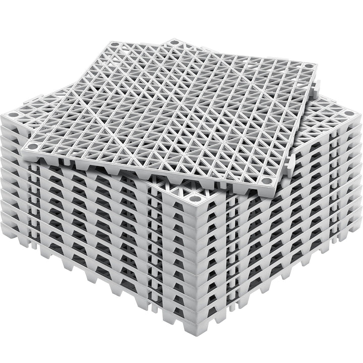 LUXEYARD Modular Interlocking Cushion 12 Pack 12in x 12in Splicing Drainage Mats PVC Interlocking Drainage Floor Tiles Non-Slip Drainage Holes for Restroom Bathroom Kitchen Pool Wet Areas Gray product image