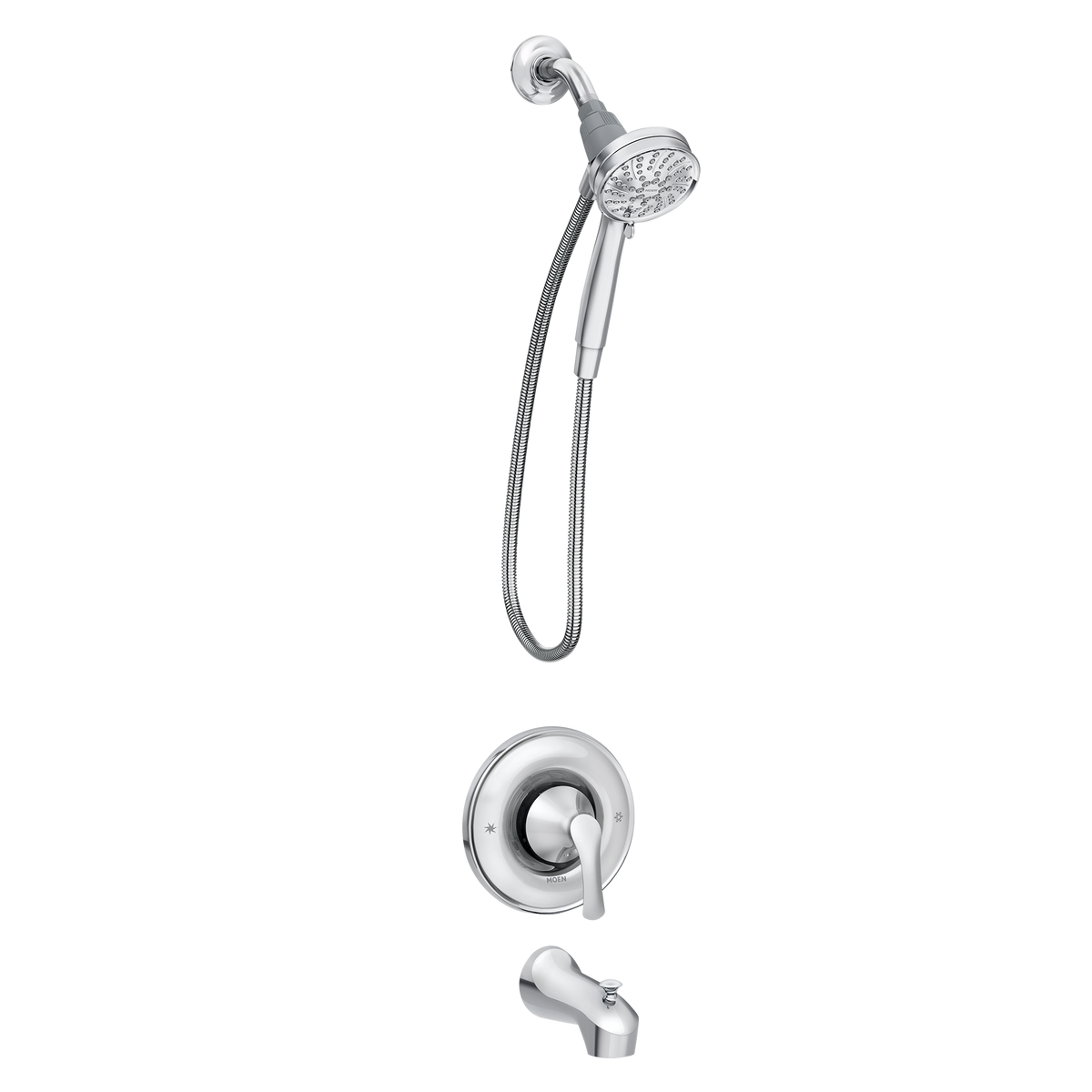 Moen Darcy Single-Handle 5-Spray Tub and Shower Faucet with Curved Shower Rod, Spot Resist Brushed Nickel, Valve Included