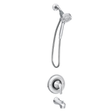 Moen Darcy Single-Handle 5-Spray Tub and Shower Faucet with Curved Shower Rod, Spot Resist Brushed Nickel, Valve Included