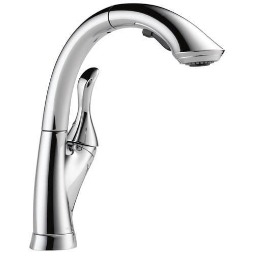 Delta Linden Chrome 1-Handle Deck-Mount Pull-Out Handle Kitchen Faucet (Deck Plate Included)