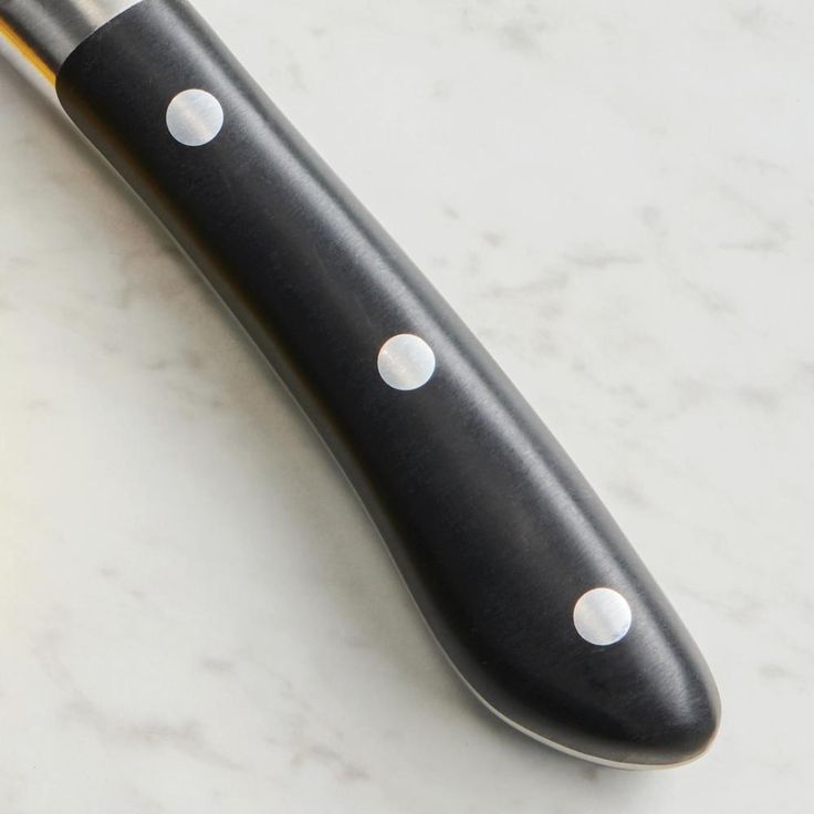 5 in. High Carbon Steel Full T Blade with Serrated Edge Steak Knife with Black Polycarbonate Handle (Set of 4)