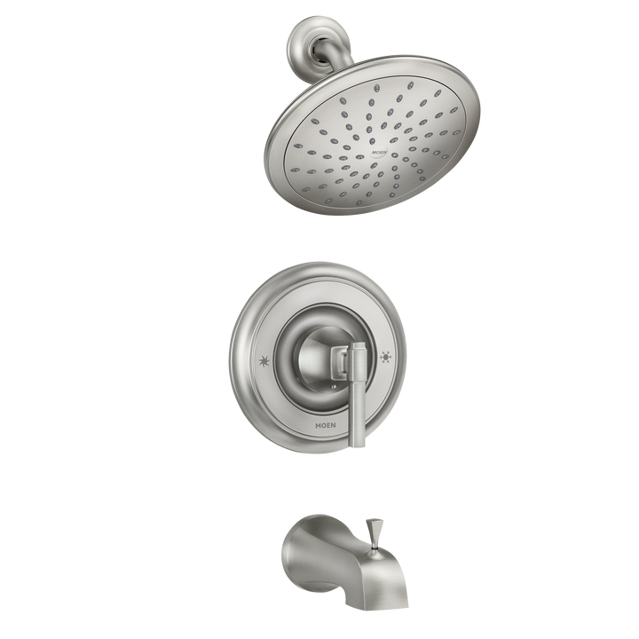 Moen Ayda Single-Handle 1-Spray Tub and Shower Faucet, Spot Resist Brushed Nickel, Valve Included (82758SRN)