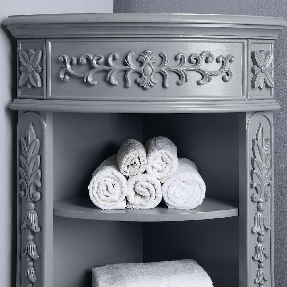 Winslow 22 in. W x 14 in. D x 67.5 in. H Single Door Linen Cabinet in Antique Gray - Super Arbor