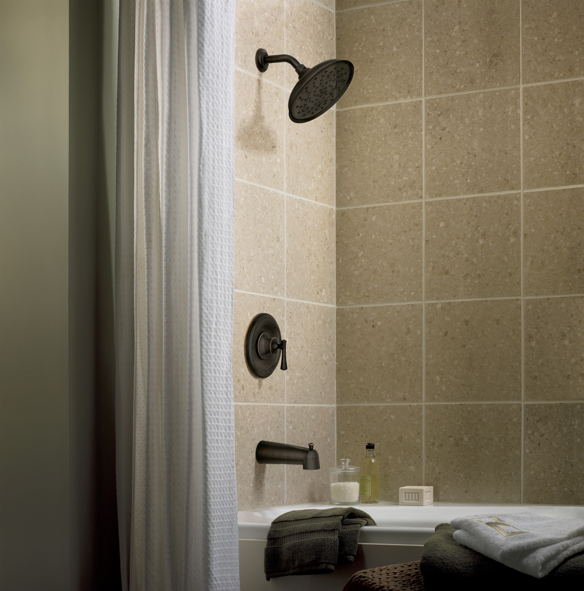 Moen Ashville Single-Handle 1-Spray Tub and Shower Faucet with Valve, Mediterranean Bronze (Valve Included)