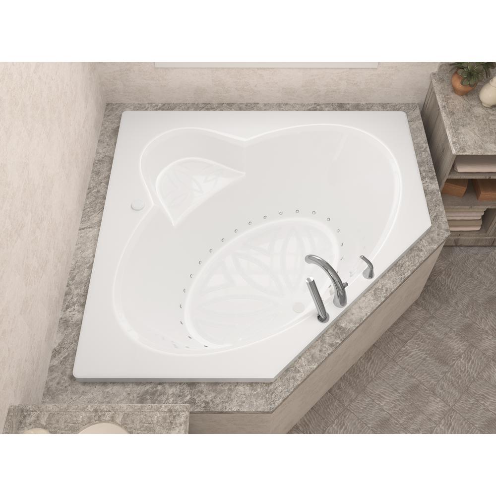 Malachite 5 ft. Acrylic Corner Drop-in Air Bathtub in White - Super Arbor