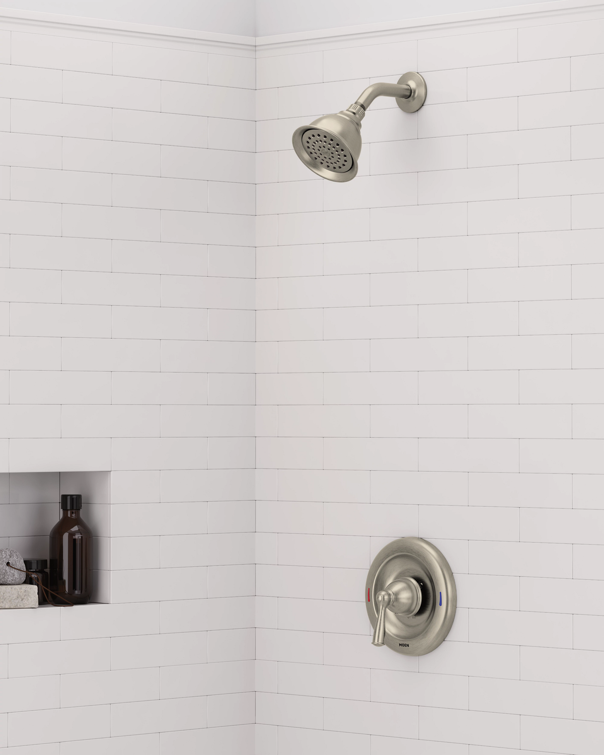 Moen Banbury Single-Handle 1-Spray 1.75 GPM Shower Faucet with Valve, Spot Resist Brushed Nickel (Valve Included)