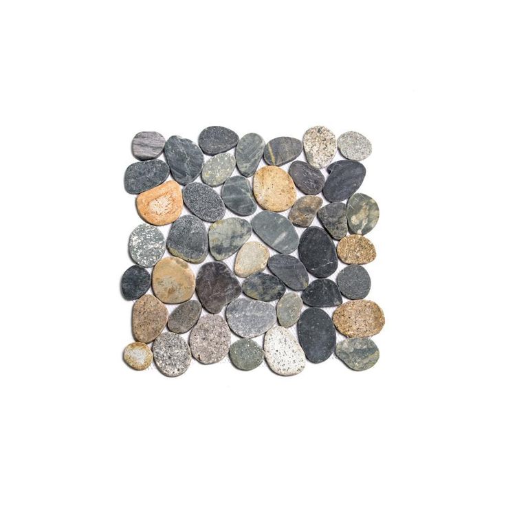 Cruz Bay Sliced Pebble Tile  Black 11-1/2 in. x 11-1/2 in. x 9.5mm Honed Pebble Mosaic Tile (10.12 sq. ft. / case)
