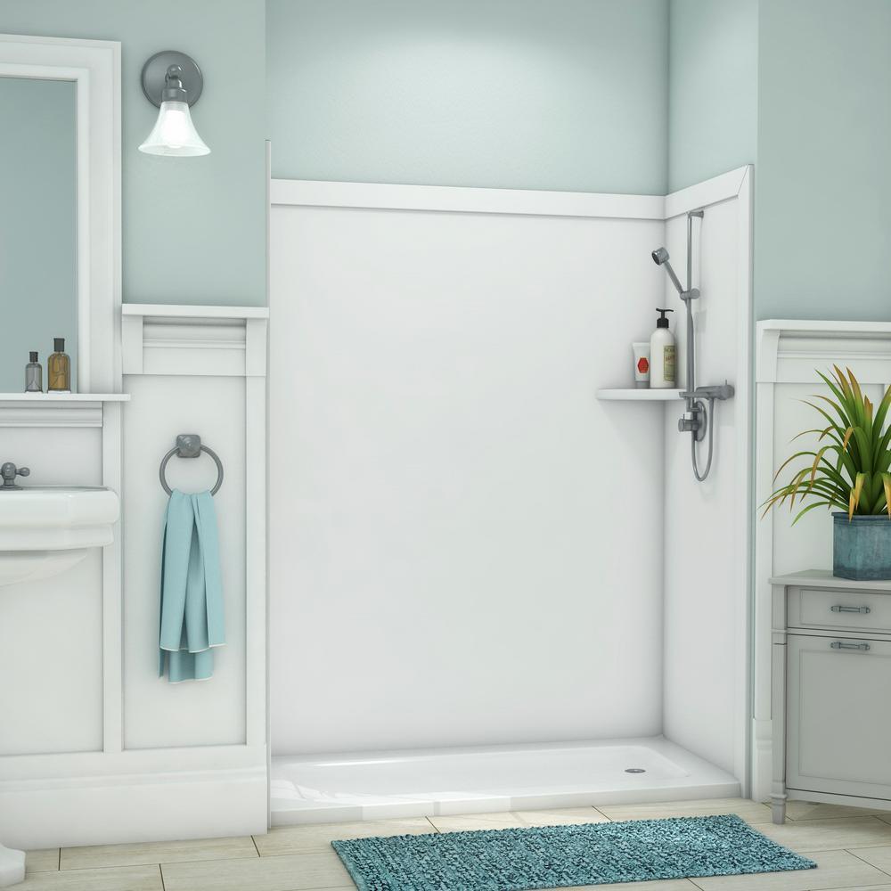 Royale 36 in. x 60 in. x 80 in. 11-Piece Easy Up Adhesive Alcove Bathtub/Shower Wall Surround in Calacatta White - Super Arbor