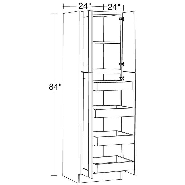 Home Decorators Collection Washington 24 in. W x 24 in. D x 84 in. H Assembled Plywood Pantry Kitchen Cabinet in Onyx with 4ROT Soft Close
