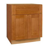 Home Decorators Collection Newport 27 in. W x 21 in. D x 34.5 in. H Assembled Plywood Sink Base Bath Cabinet in Cinnamon with Soft Close