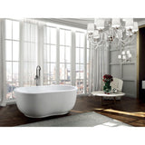 Brescia 65.04 in. Acrylic Flatbottom Non-Whirlpool Freestanding Bathtub in Glossy White - Super Arbor