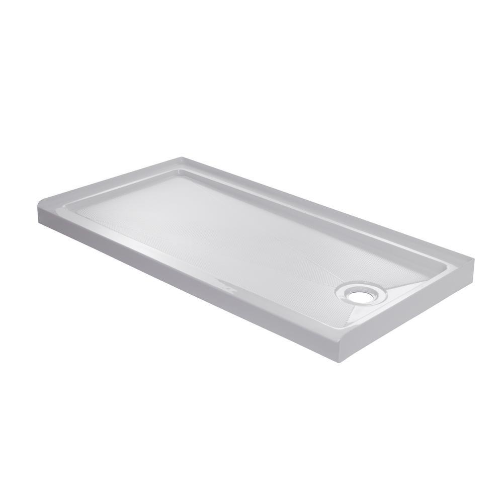 60 in. x 32 in. Single Threshold Right Drain Shower Base in White - Super Arbor