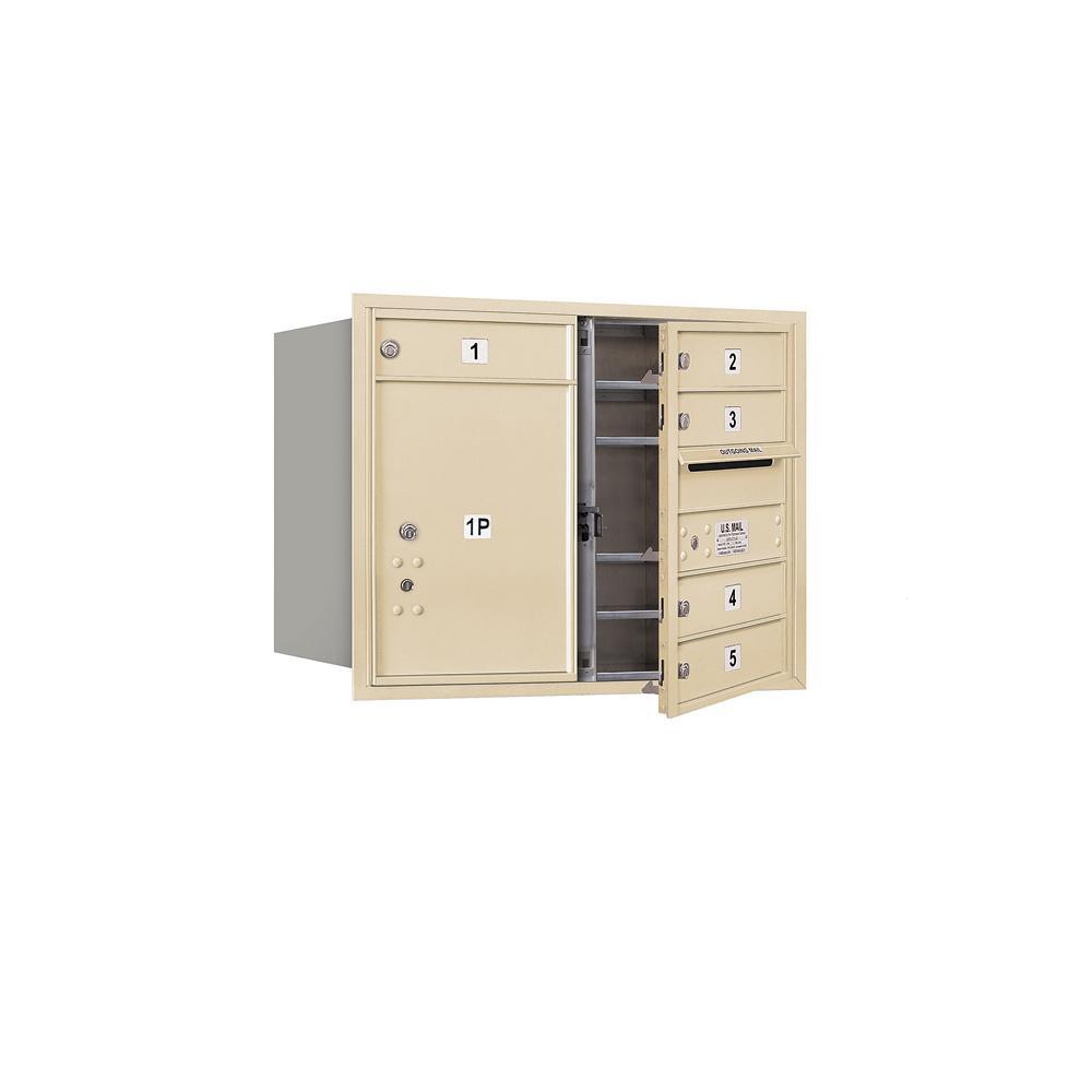 3700 Horizontal Series 5-Compartment with 1-Parcel Locker Recessed Mount Mailbox - Super Arbor