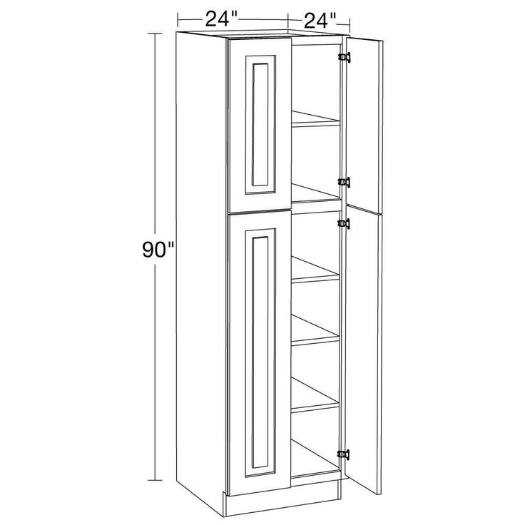Home Decorators Collection Grayson 24 in. W x 24 in. D x 90 in. H Assembled Plywood Pantry Kitchen Cabinet in Pacific White with Soft Close