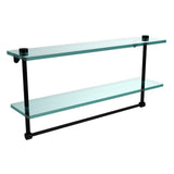 22 in. L  x 12 in. H  x 5 in. W 2-Tier Clear Glass Bathroom Shelf with Towel Bar in Oil Rubbed Bronze - Super Arbor