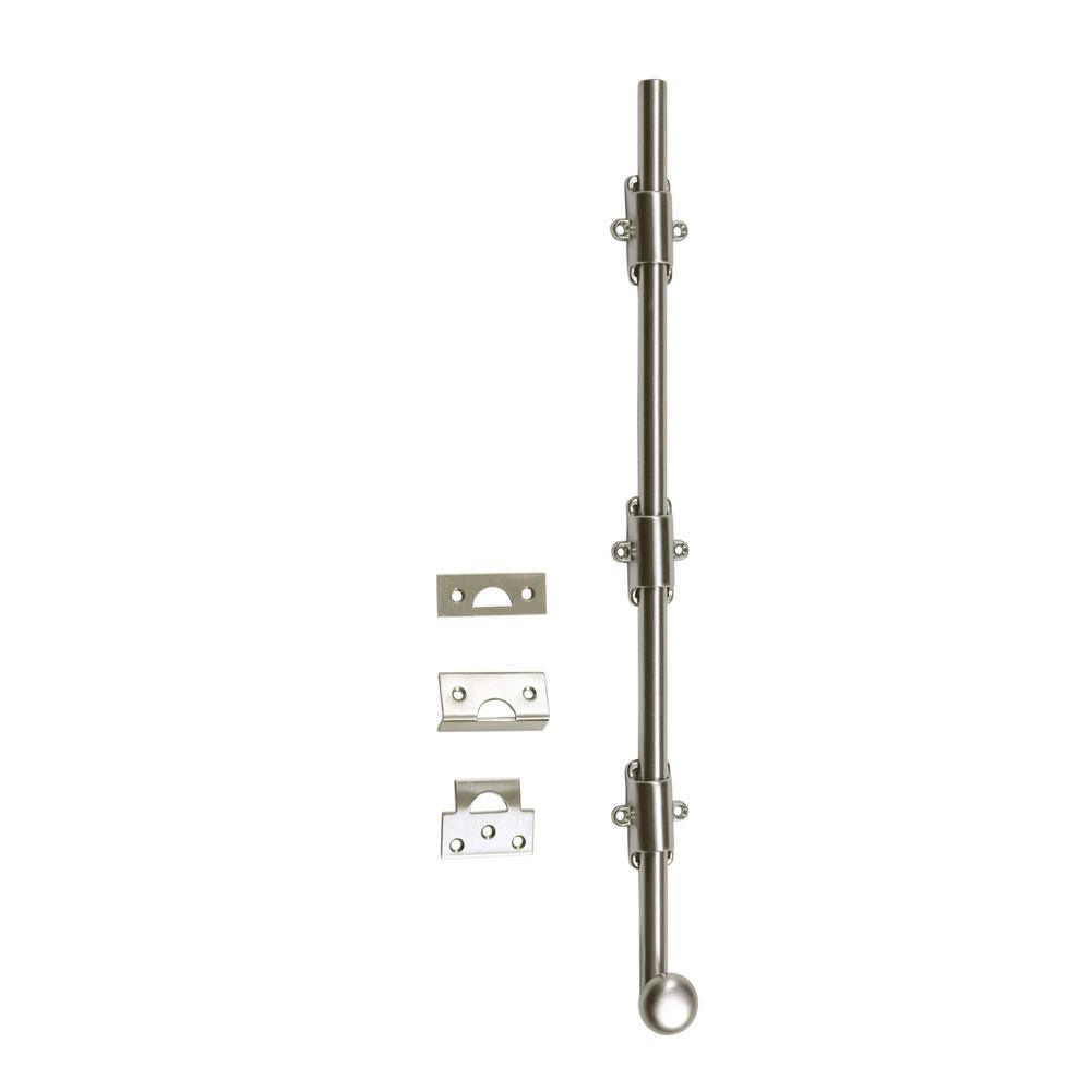 18 in. Heavy-Duty Solid Brass Matte Black Surface Bolt with Round Knob - Super Arbor