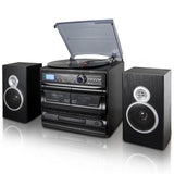3-Speed Turntable with Wired Shelf Speakers - Super Arbor