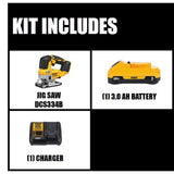 20-Volt MAX Lithium-Ion Cordless Brushless Jigsaw (Tool-Only) with 20-Volt MAX 3.0Ah Battery and Charger - Super Arbor