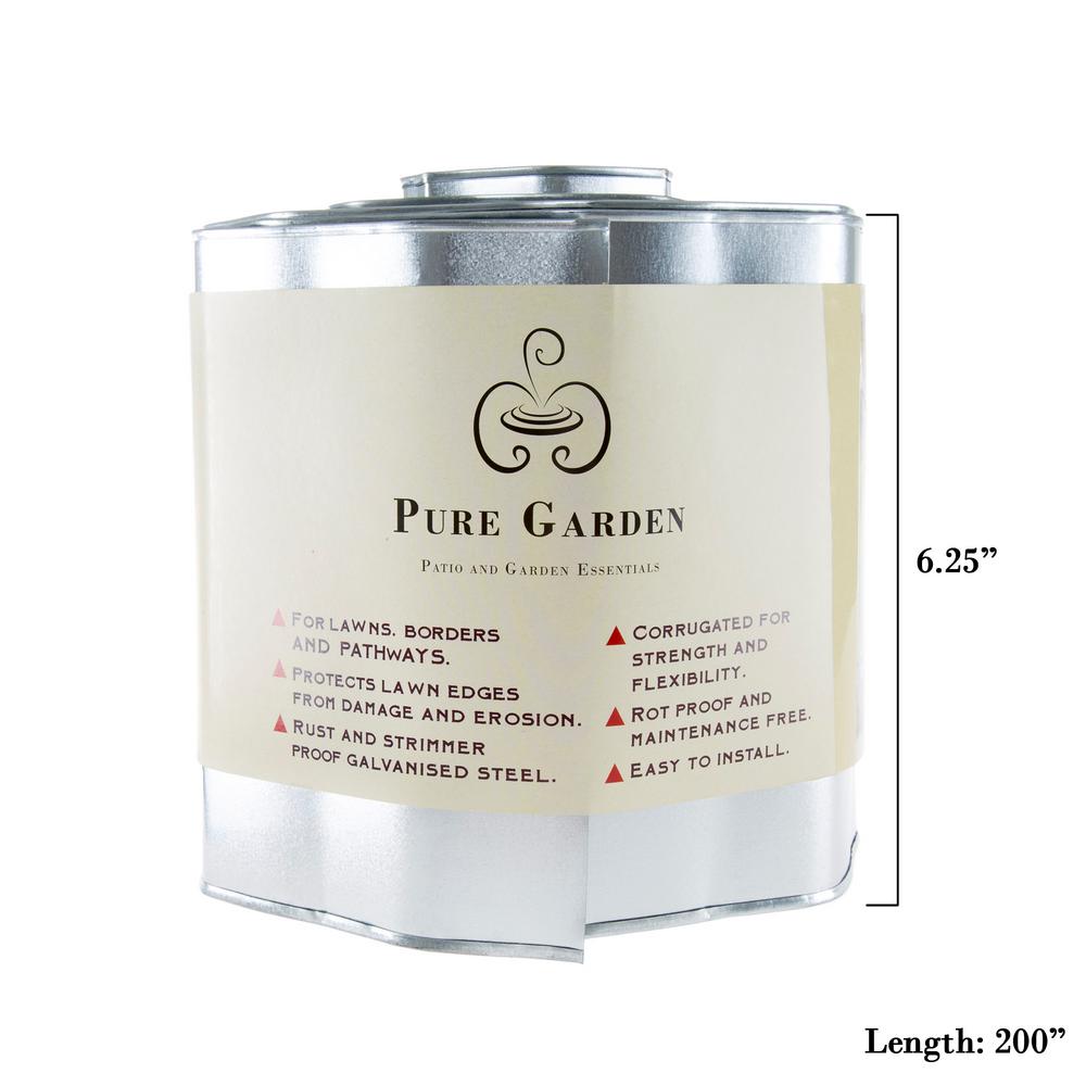 Pure Garden 6.25 in. x 16 ft. Galvanized Steel Lawn Edging Landscape Border