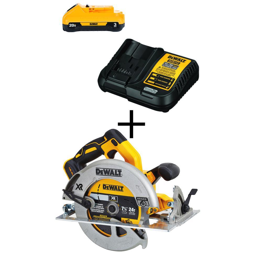 20-Volt MAX Lithium-Ion Cordless Brushless 7-1/4 in. Circular Saw with Brake with Bonus Premium Battery Pack 4.0 Ah - Super Arbor