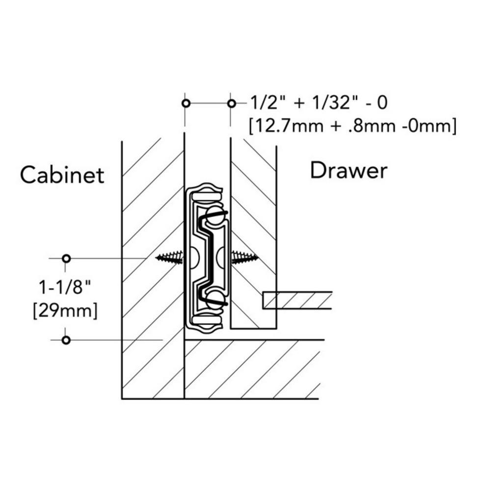 18 in. Full Extension Ball Bearing Side Mount Drawer Slide with Rear Bracket Set (8-Pair) - Super Arbor