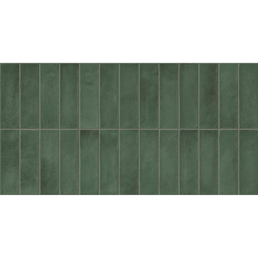 Giorbello Artis Dark Green 12-in x 24-in Glazed Porcelain Handcrafted look Wall Tile product image