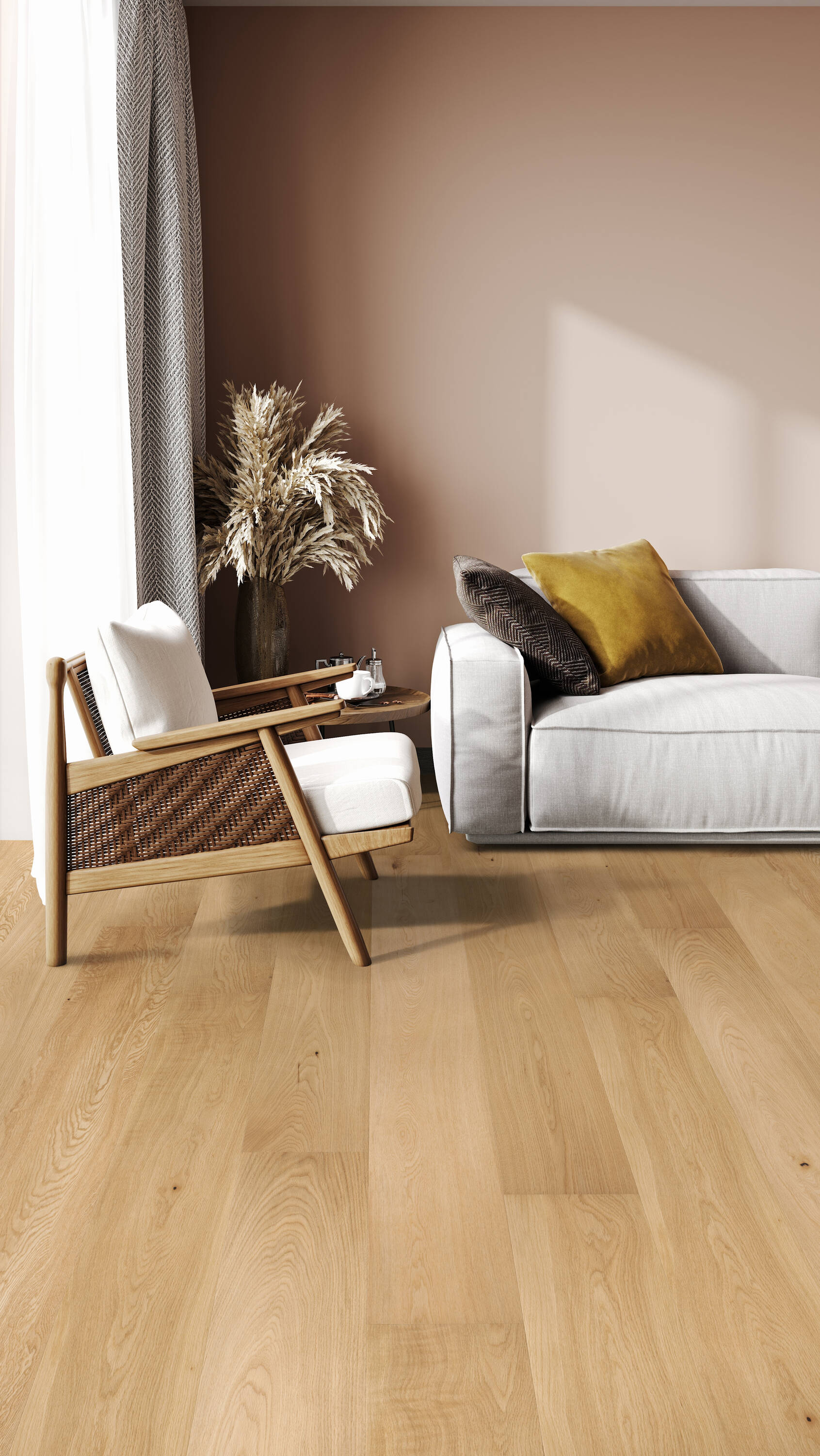 Solidfloor Oak Mineral Opal hardwood flooring — installed room view