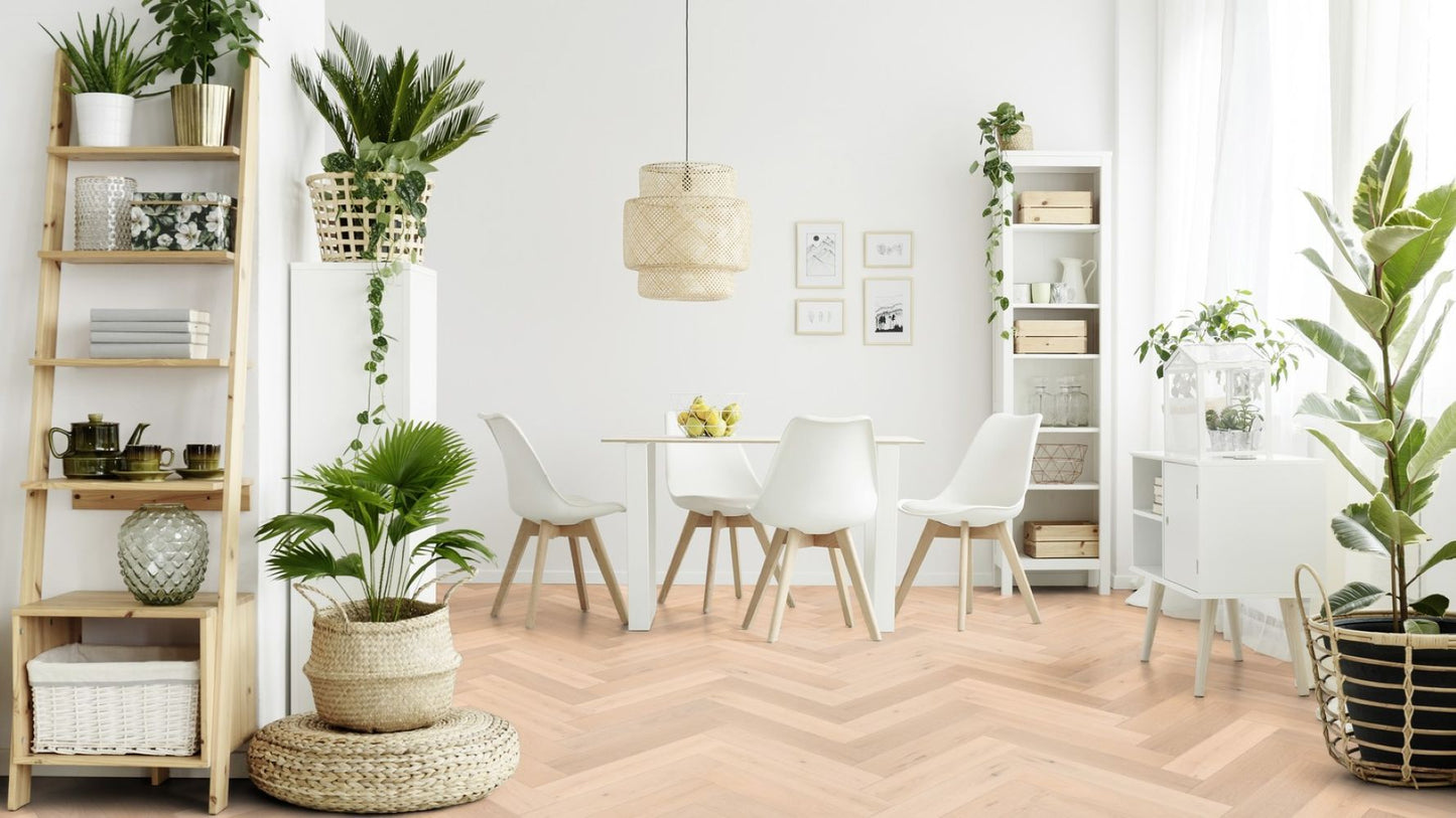 Solidfloor Oak St. Paul Herringbone hardwood flooring — installed room view