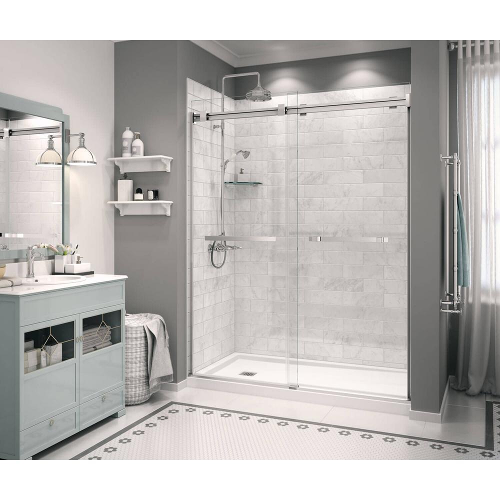 Zone Square 32 in. x 60 in. Double Threshold Shower Base Left Hand Drain in White - Super Arbor
