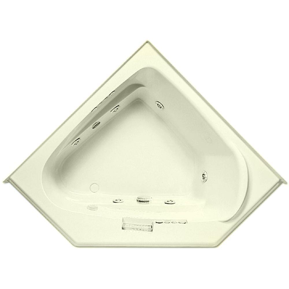 Morandi 60 in. Acrylic Left Front Drain Corner Drop-In Whirlpool Bathtub in White - Super Arbor