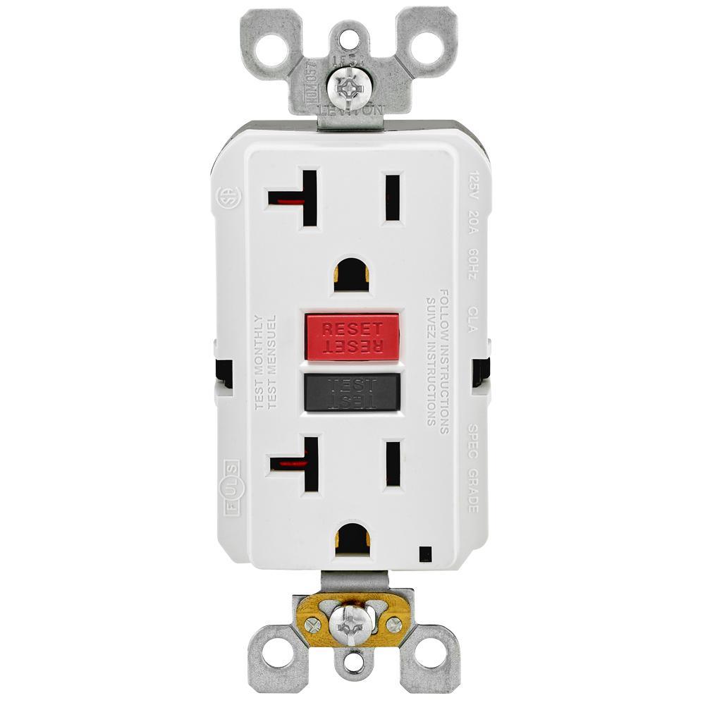 20 Amp Self-Test SmartlockPro Slim Duplex GFCI Outlet, Ivory - Super Arbor