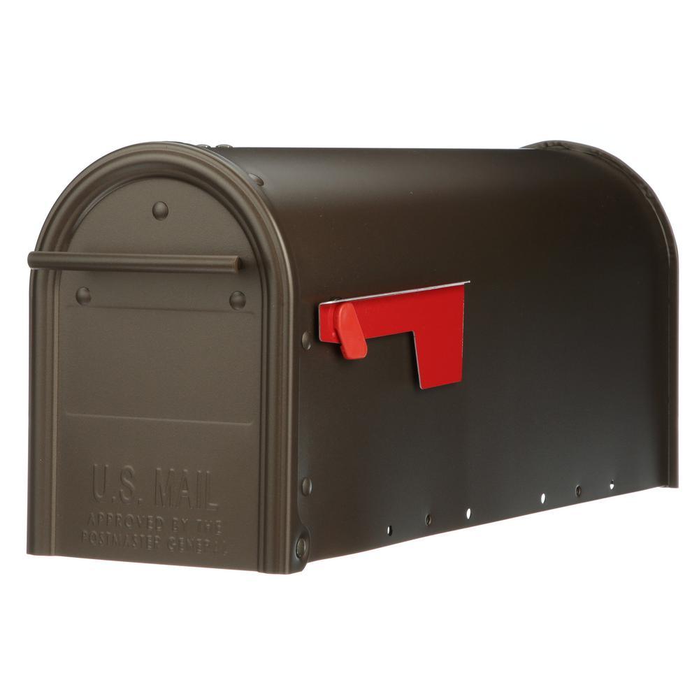 Franklin Medium, Steel, Post Mount Mailbox, Black w/Satin Nickel - Super Arbor