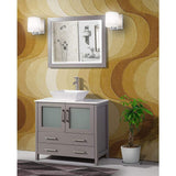 36 in. W x 18.5 in. D x 36 in. H Bathroom Vanity in White with Single Basin Vanity Top in White Ceramic and Mirror - Super Arbor