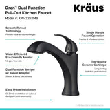 Kraus Oren Matte Black 1-Handle Deck-Mount Pull-Out Handle Kitchen Faucet