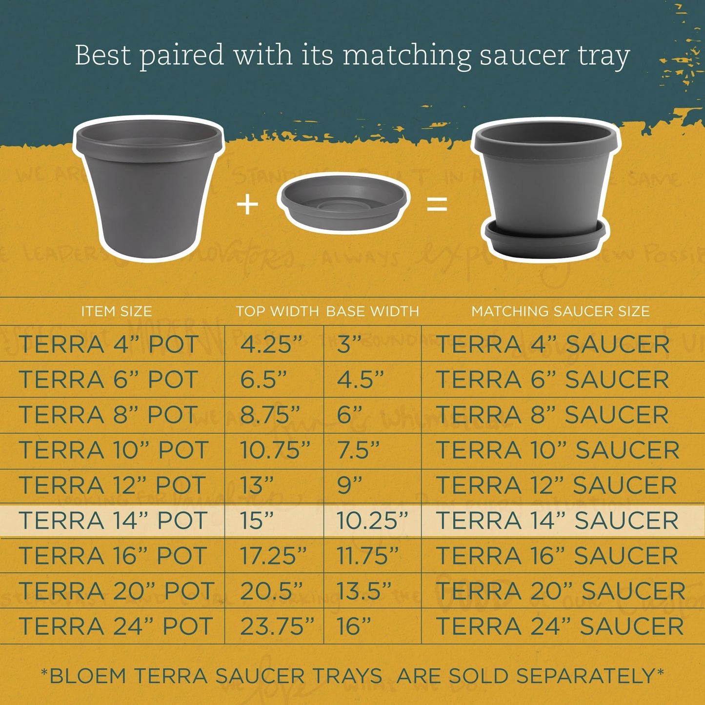 Bloem Terra Pot Planter 14" Charcoal