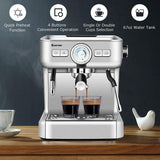 2-Cup Stainless Steel Semi-Auto Espresso Machine Maker with Milk Frother Wand