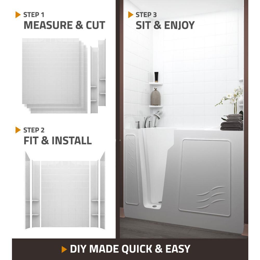 Rampart Nova Heated 5 ft. Walk-in Whirlpool Bathtub with Flat Easy Up Adhesive Wall Surround in White - Super Arbor