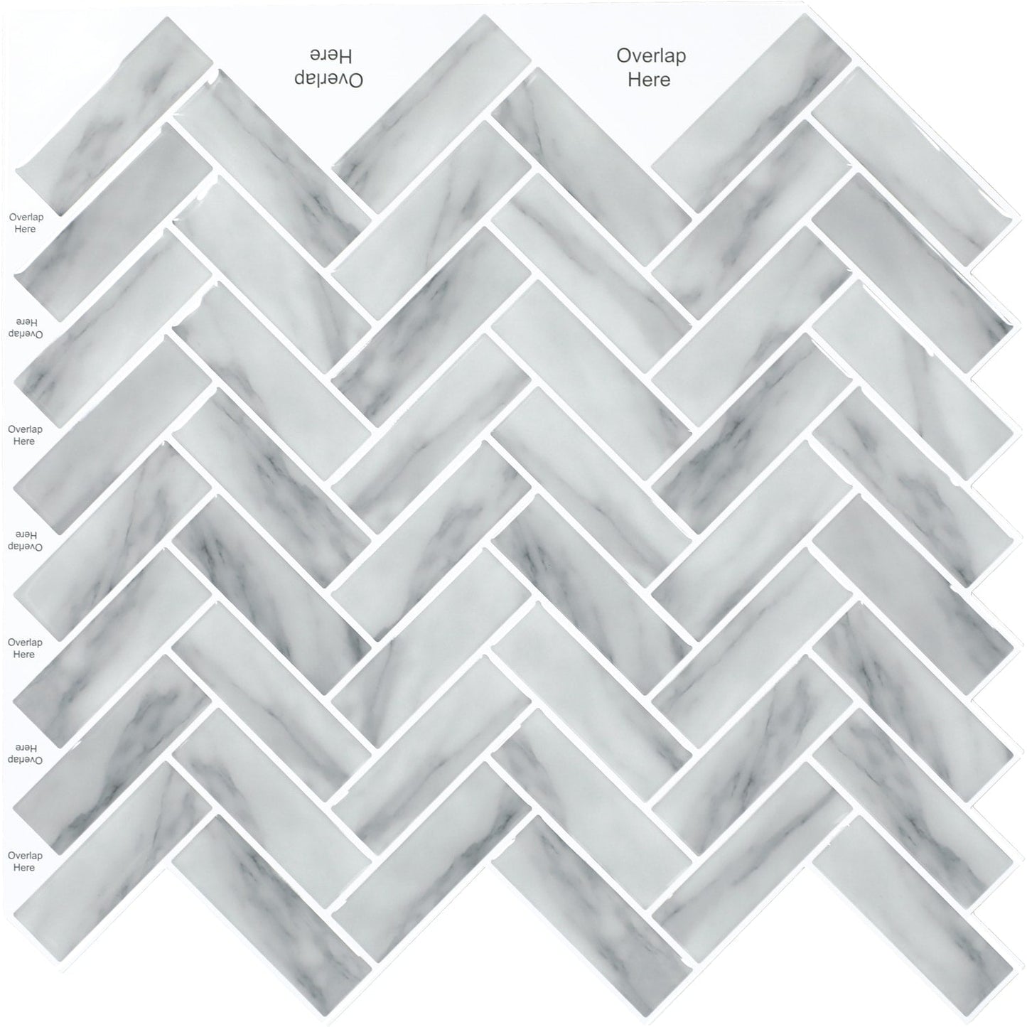 Daltile Smart Stick Moonstone 10-in x 11-in Glossy PVC Herringbone Peel and stick Mosaic Wall Tile product image