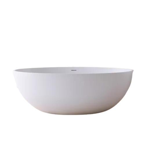Karita 67 in. Stone Resin Solid Surface Matte Flatbottom Freestanding Bathtub in White