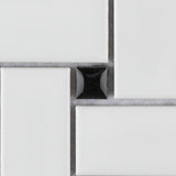 Metro Basketweave White w/Black Dot 11-3/4 in. x 11-3/4 in. Porcelain Mosaic Tile (9.8 sq. ft./Case)