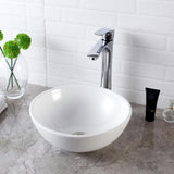13 in. x 13 in. Round Bowl Modern Bathroom Above in White Porcelain Ceramic Vessel Vanity Sink Art Basin - Super Arbor