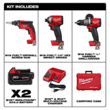 M18 FUEL 18-Volt Lithium-Ion Brushless Cordless Hammer Drill & Impact Driver Combo Kit (2-Tool) W/Free Drywall Screw Gun - Super Arbor