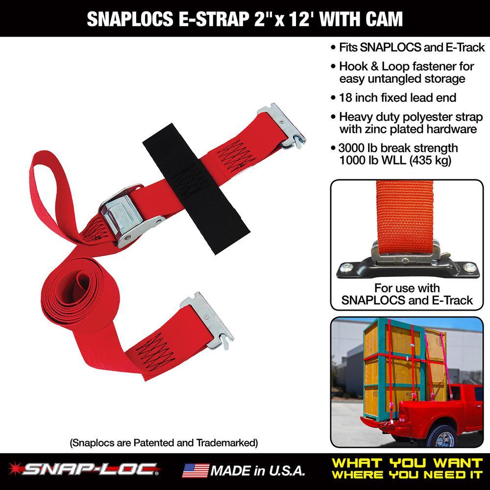 12 ft. x 2 in. Cam Buckle E-Strap with Hook and Loop Storage Fastener in Red - Super Arbor
