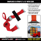 12 ft. x 2 in. Cam Buckle E-Strap with Hook and Loop Storage Fastener in Red - Super Arbor