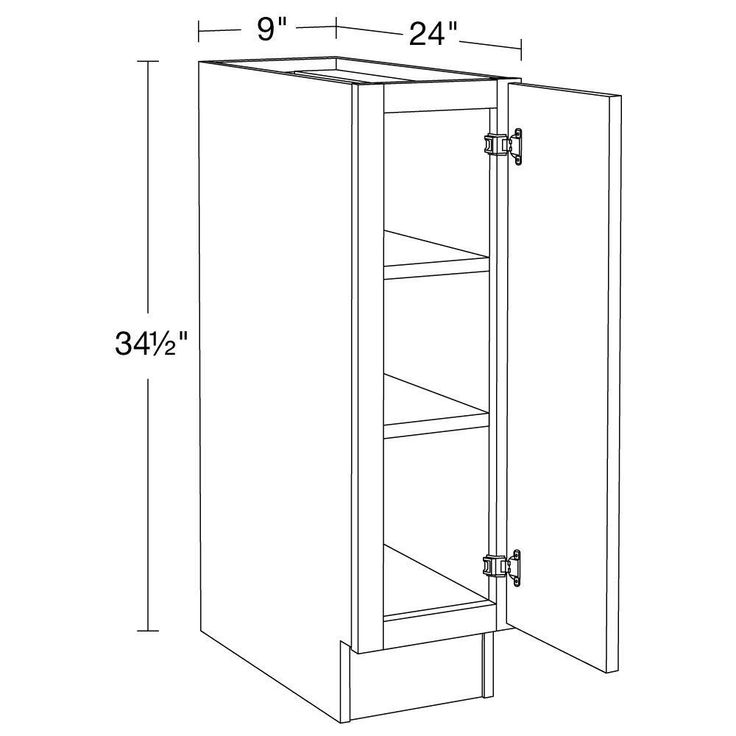 Home Decorators Collection Grayson 9 in. W x 24 in. D x 34.5 in. H Assembled Plywood Full Height Door Base Kitchen Cabinet in Deep Onyx RH