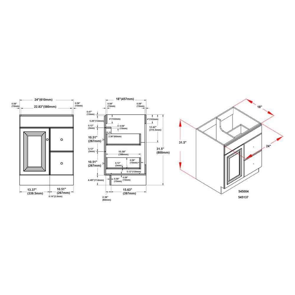 Wyndham 24 in. W x 18 in. D Unassembled Bath Vanity Cabinet Only in White Semi-Gloss