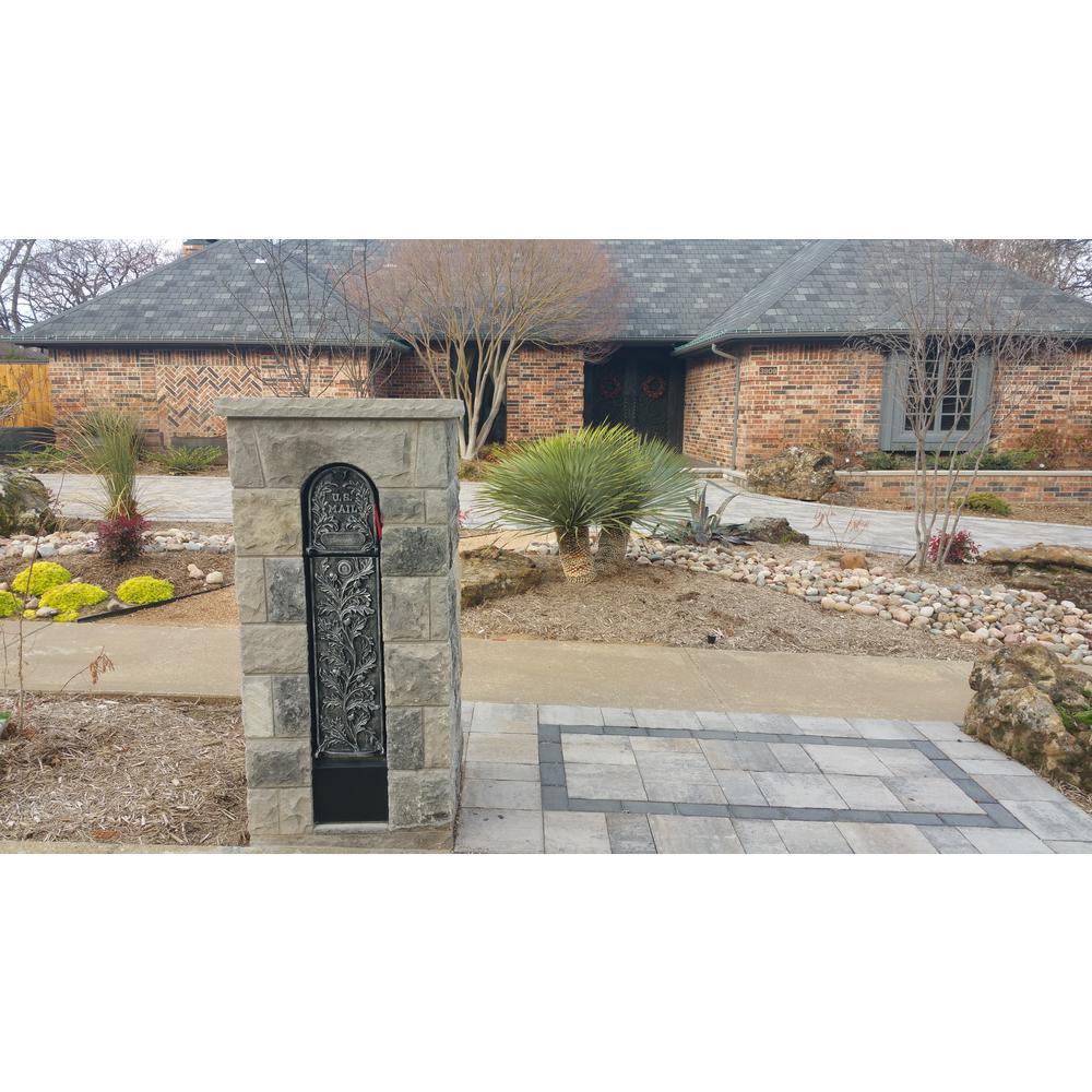 Climbing Leaf 4-Door Front and Back Access Lockable Ground Mount Mailbox in Silver Pewter - Super Arbor