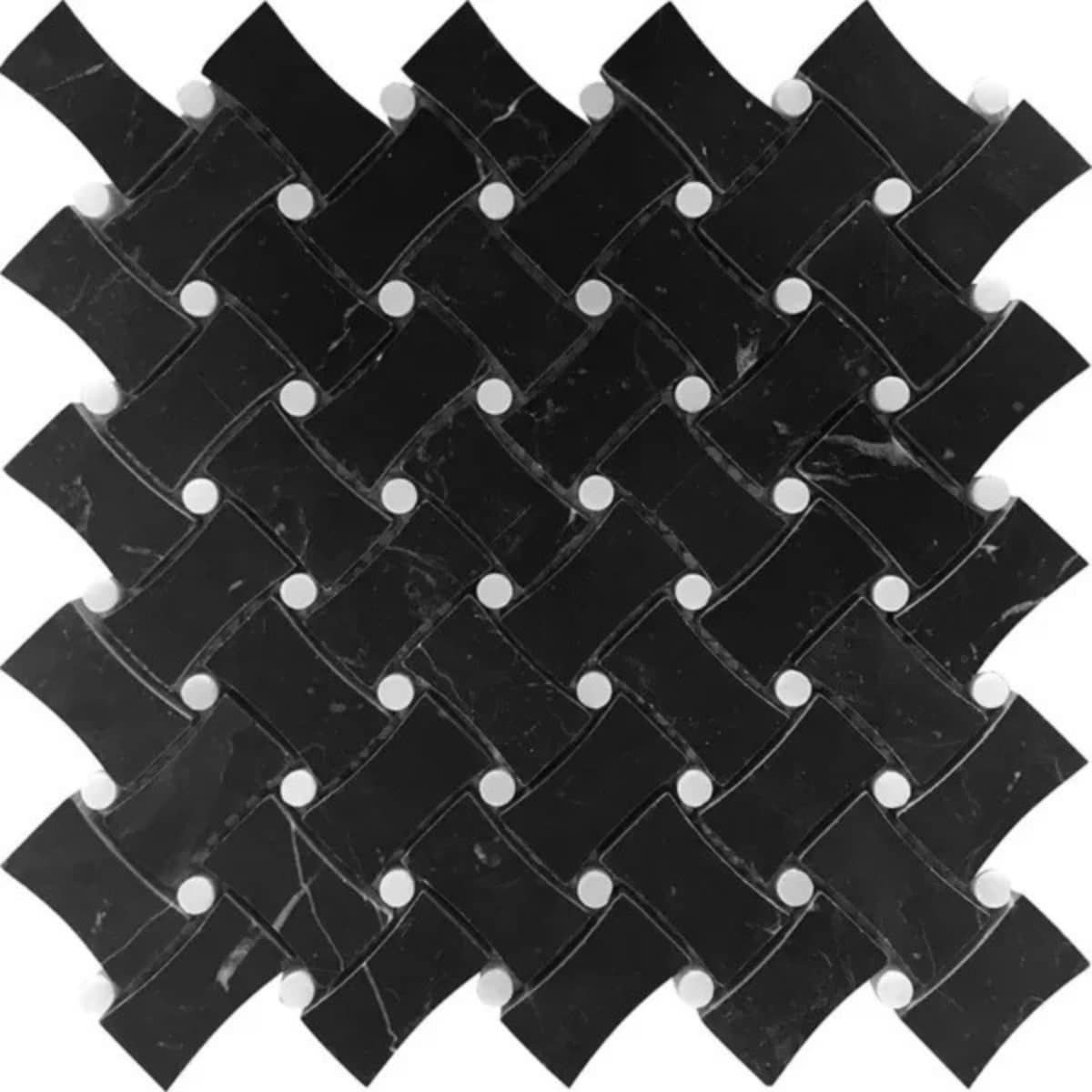 Apollo Tile Noir Luxe Eastern Black, White 11-in x 11-in Honed Natural stone Marble Mosaic Floor and Wall Tile product image