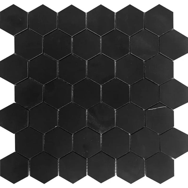 Apollo Tile Noir Luxe Jet Black 12-in x 12-in Honed Natural stone Marble Hexagon Mosaic Floor and Wall Tile product image